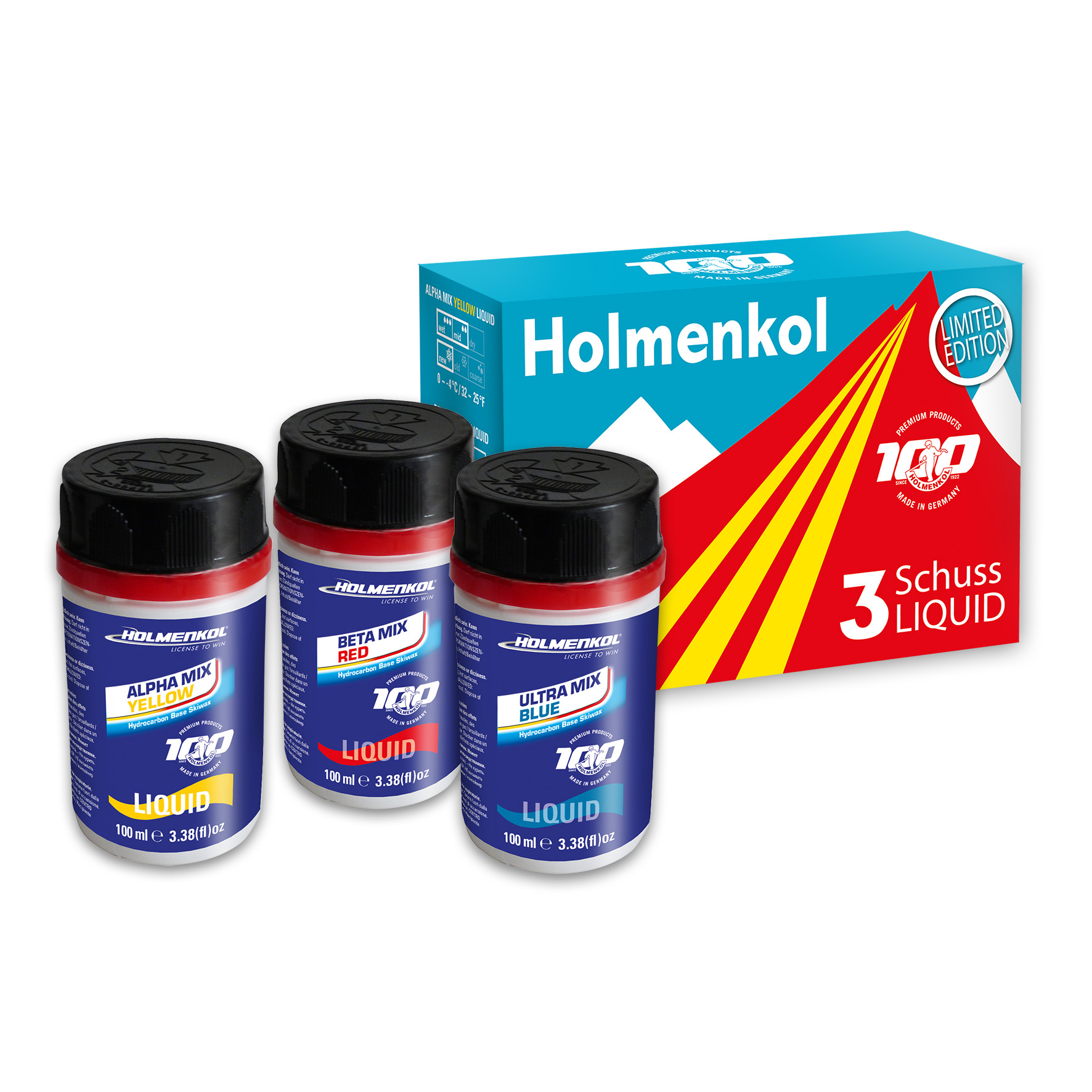 3 Schuss Liquid YELLOW, RED, BLUE